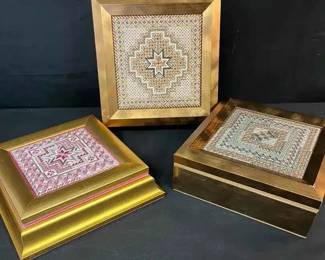 OM1026 Handcrafted Wooden Boxes  Exquisite Needlepoint Boxes