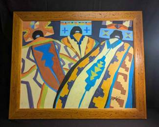OM244American Southwestern Artist Milton J Lewis Painting