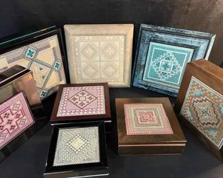 OM152Handmade Wooded Boxes With Needlepoint