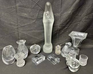 OM369Vintage Crystal  Glass with Stef Uiterwaal Leerdam Frosted Madonna Statue