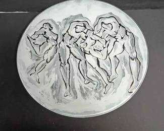 OM148Large Hand Painted Glass Dish