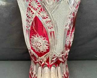 OM206Arnstadt Kristall Pedestal Lead Crystal Bowl  Vintage Moser Crystal Vase