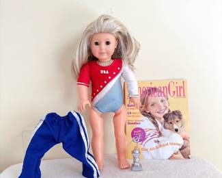 Retired American Girl Doll of the Year 2003- Kailey Hopkins - Blonde/Brown Eyes -Team USA Gymnastics American Girl Doll Outfit- American Girl Magazine 2004