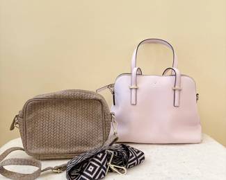 Kate Spade Cedar Street Maise Leather Pink/Rose Satchel Crossbody - Elie Beaumont London Raffia & Gold Leather Cross body Handbag (Inc Dustbag)