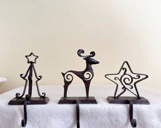 Rustic Wrought Iron Christmas Stocking Holders