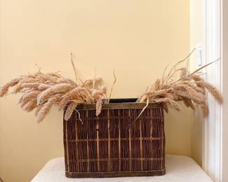 Woven Wicker Basket filled with Wheat