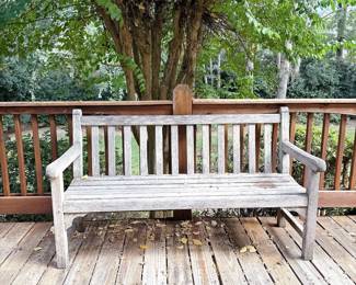 Classic Weathered Wooden Outdoor Garden Bench