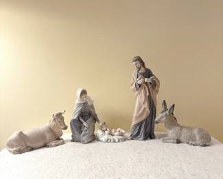 Nao by Lladro #7026 3 Piece Nativity (306 307 312) Mary Joseph Baby Jesus Nao Lladro Spain Donkey #310 Nativity Christmas Porcelain Figurine 6 in Daisa Nao Lladro Bull Cow Christmas Nativity Figurine