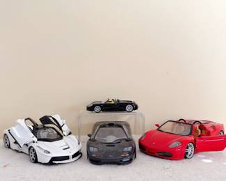 White Ferrarie LaFerrari Diecast Model Car - Ferarri F430 Spider Diecast - Black Porsche Carrera GT Diecast