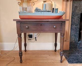 Antique Wooden Single-Drawer Side Table
