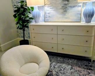 Pb teen boucle swivel chair, Chelsea 6- Drawer Dresser Miranda Kerr,  Jamie Young Oceam Blue Lamp