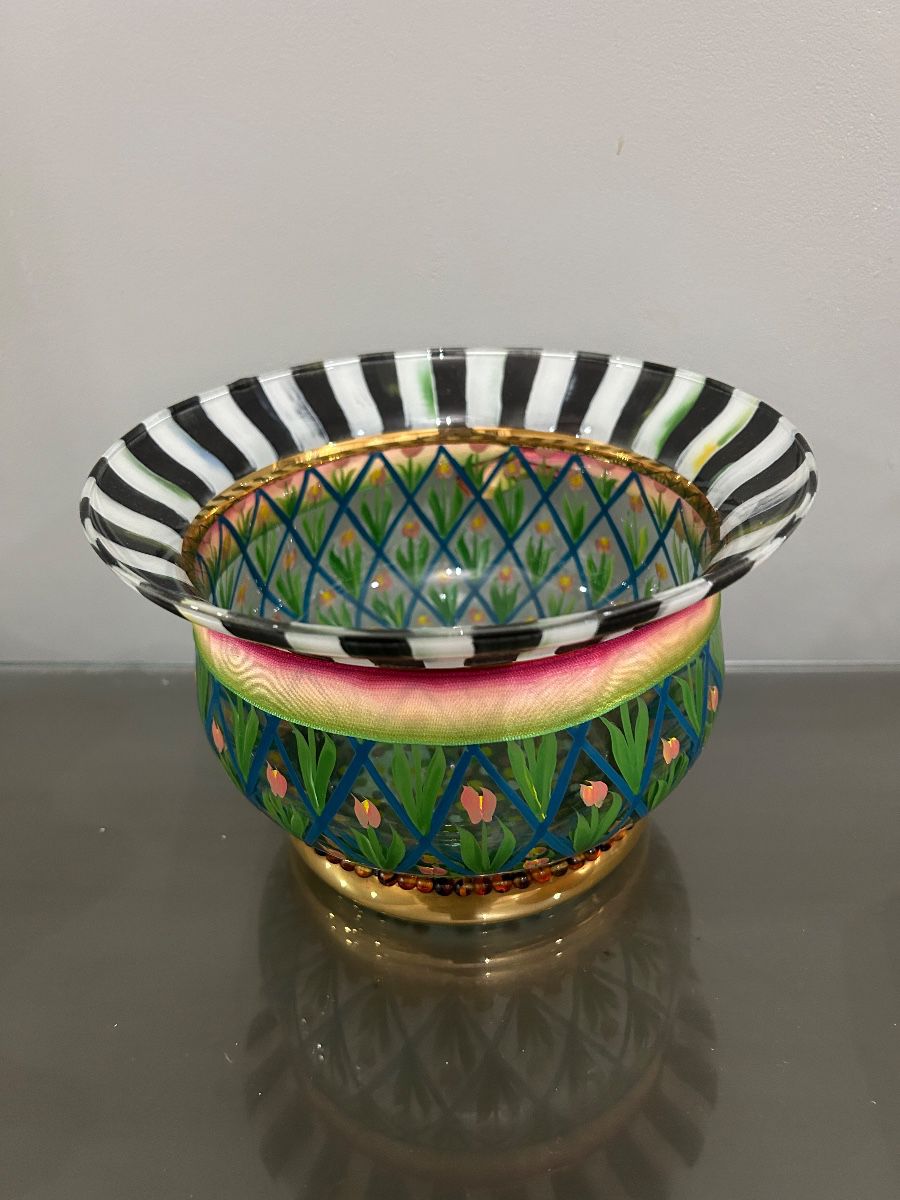 MacKenzie-Childs "Circus" Art Glass Tulip Bowl