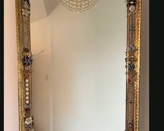 Beautifully detailed handmade vintage costume jewelry mirror