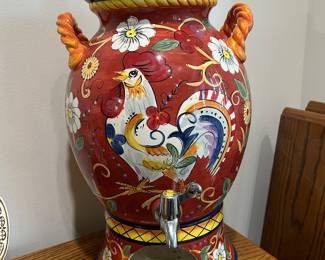 Vintage Tabletop Gallery Gallo di Firenze Hand Painted Rooster Drink Dispenser