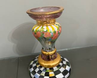 Mackenzie Childs Courtly Sunshine Glass Candle Holder