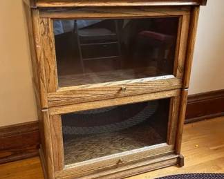 Vintage Small Barrister Bookcase With Glass Doors