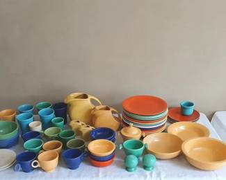 Colorful Fiestaware Blue, Green and Yellow