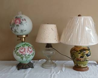 Hurricane Lamp Converted Oil Lamp More