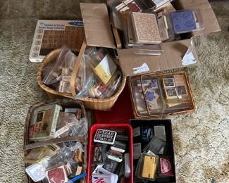 Huge Lot Of Wood Mounted Rubber Stamps