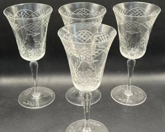 Etched vintage glass goblets