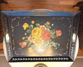 Decorative metal serving tray vintage