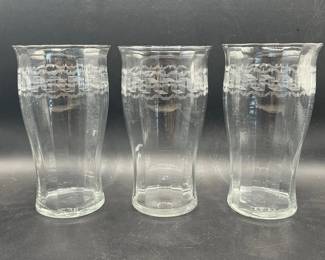 (3) UV reactive vintage glass tumblers