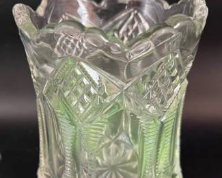 UV reactive vintage glass Toothpick or spoon Duncan & Miller holder