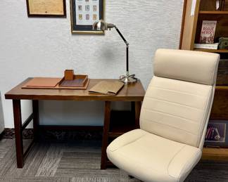 Computer desk walnut finish, Realspace Everton ergonomic high back executive chair