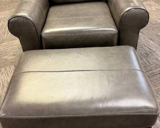 Ashley furniture gunmetal leather chair and ottoman