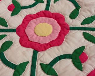 Machine sewn hand quilted twin size quilt