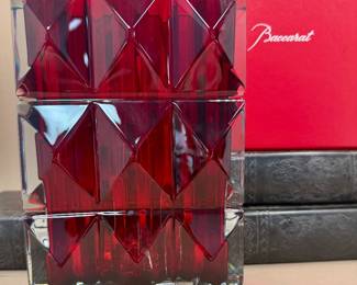 Baccarat LOUXOR rectangular vase in deep red