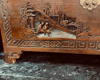 Vintage hand carved Chinese Camphor Trunk