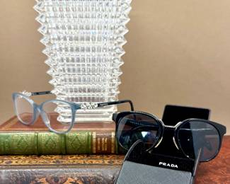 Baccarat, Tiffany & Co Rhinestone glasses, Prada sumglasses