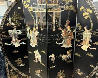 Vintage Asian mother of pearl circle screen 6 feet tall