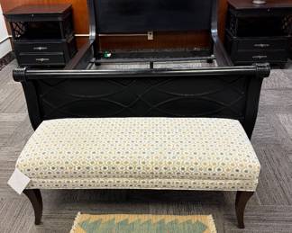 Aspen Home queen sleigh bed, honeycomb pattern upholstered bench