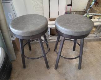Set of 2 Backless Swivel Bar Stools with Upholstered Seats