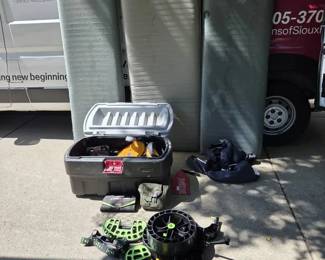 Outdoor Camping  Kayaking Gear Lot  Kayak Cart, Sleeping Pads, Binoculars  Solar Charger
