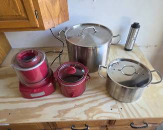 Cuisinart Ice Cream Maker, CrockPot Slow Cooker  Stainless Steel Stock Pots
