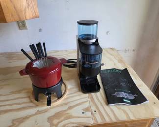 Rancilio Rocky Coffee Grinder  Fondue Set with Gel fuel Burner