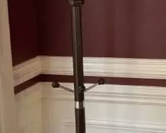 Dark Wood And Chrome MultiTier Coat Rack With Bronze Colored Base