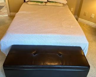 Full Size Bed headboard 2 Drawers On Each Side Double Door That Go All The Way Through, Bench
