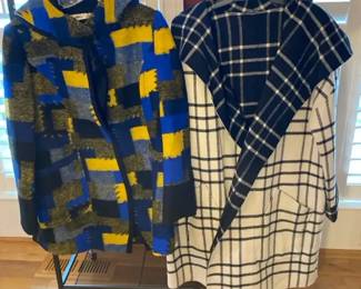 All About Plaids Jennyking Multicolor Wool Plaid Jacket And Black White Plaid Wrap Coat
