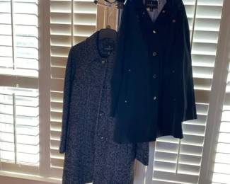 London Fog Short Black Hooded Trench Coat And Wool Tweed Trench