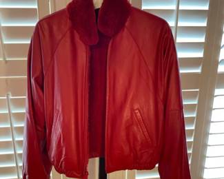 Reversible Dyed Red Lamb Leather Knitted Beaver Fur Bomber Jacket