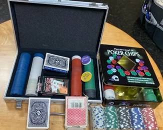 Professional Poker Chips And Decks Of Cards