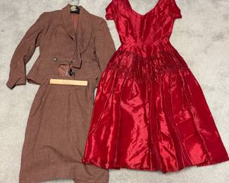 Vintage 1950s Dress and 2 Piece Wool Outfit 