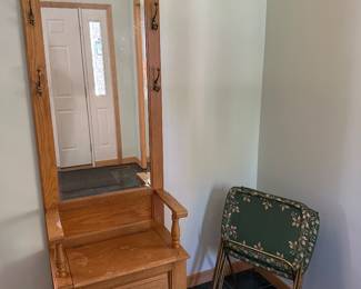 Hall tree, vintage metal TV trays