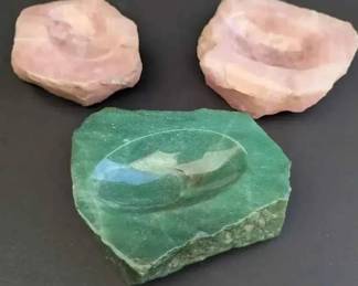 OM218Green Aventurine Rose Quartz Trinket Dishes