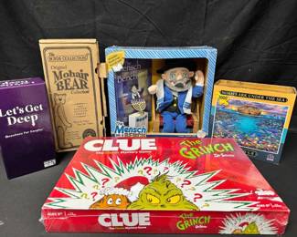 OM374The Grinch Clue, Mensch On A Bench, Lets Get Deep Mohair Boyds Bear