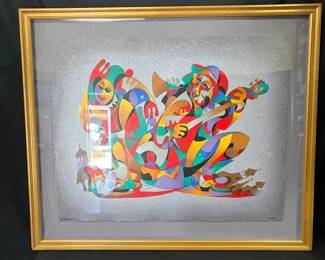 OM208V2001 Song Of Catamounts Vibrant Colorful Abstract Serigraph By Anatole Krasnyansky